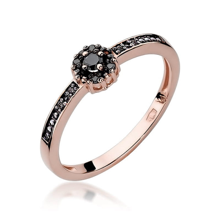 Inel Aur 14k cu Diamante Naturale Negre 0.09 ct