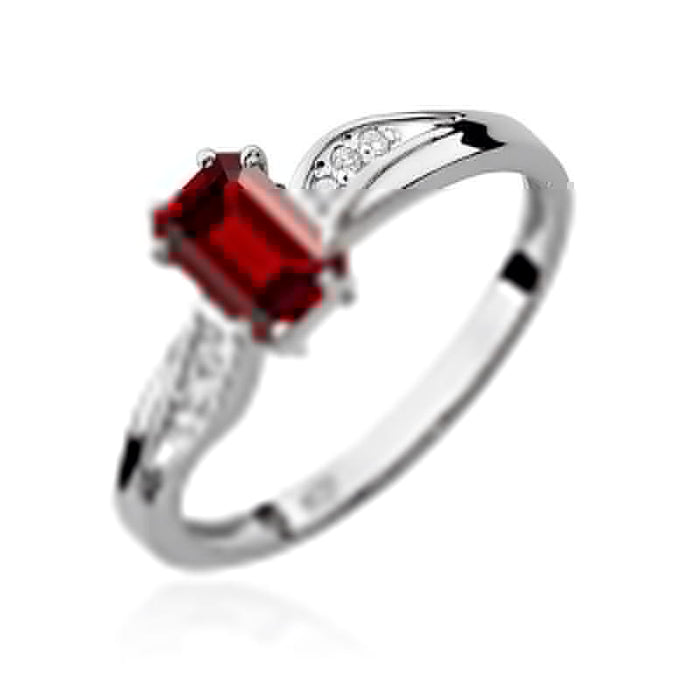 Inel Aur 14K cu Rubin 0.80 ct si Diamante Naturale 0.03 ct
