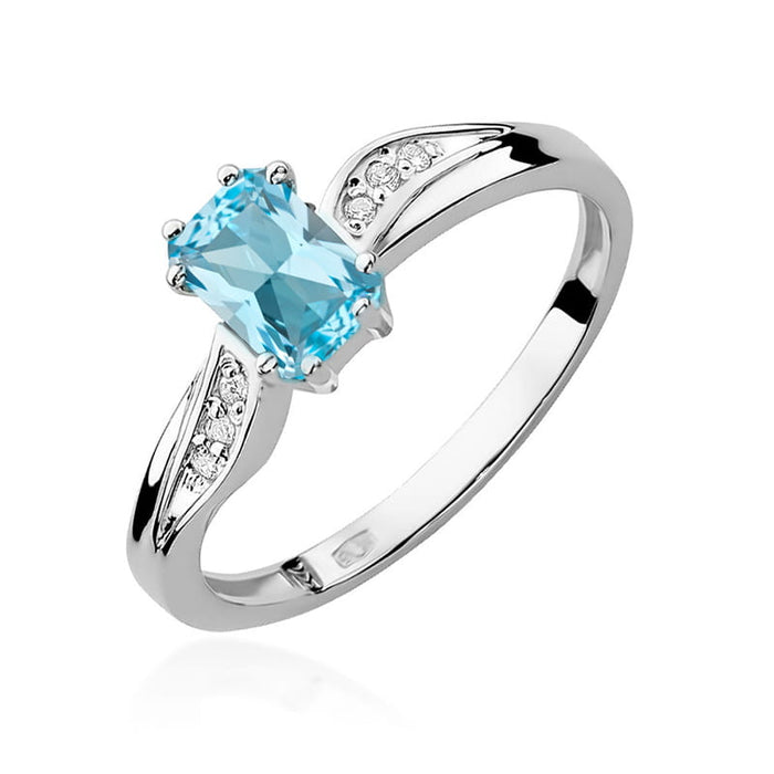 Inel Aur 14k cu Topaz 0.65 ct - Alb