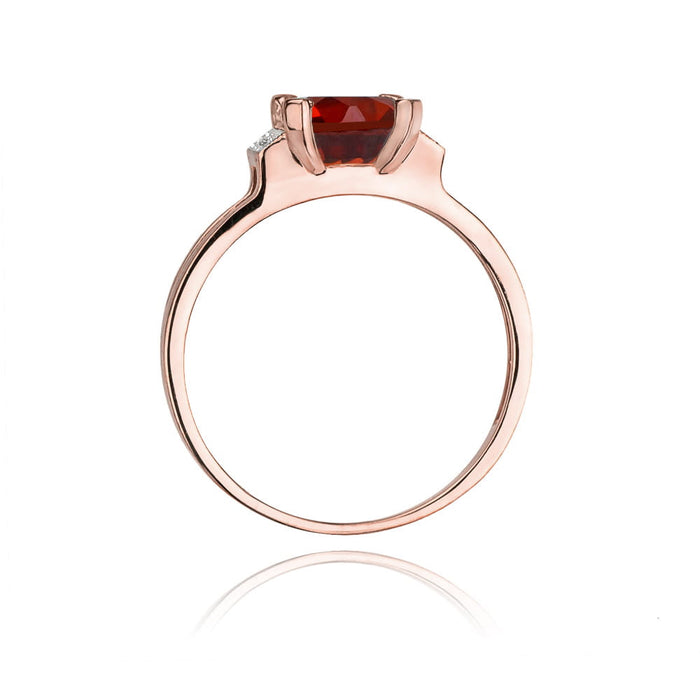 Inel Aur 14k cu Garnet 1.30 ct si Diamante Naturale 0.03 ct
