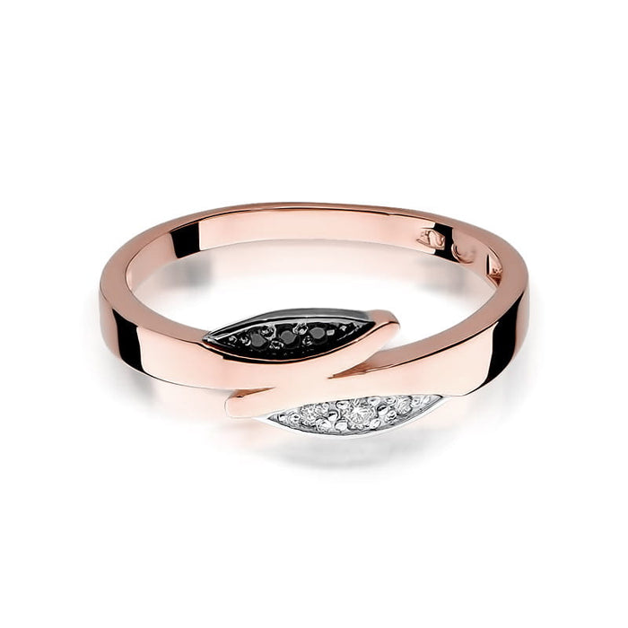 Inel Aur 14k cu Diamante Naturale Albe 0.03 ct si Negre 0.02 ct