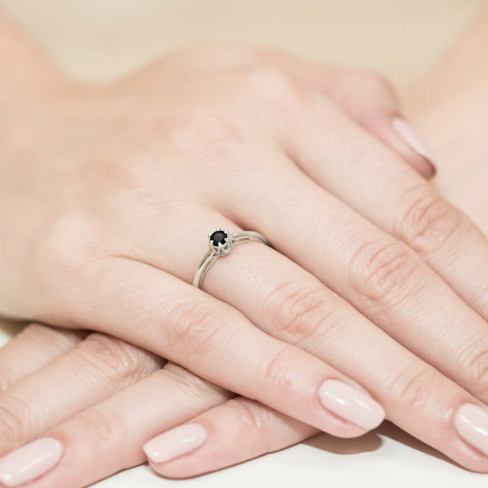 Inel Aur 14K W133 Diamant Negru 0.20ct