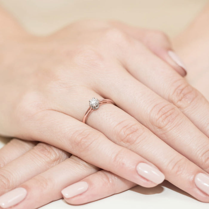 Inel Aur 14K cu Diamant Natural 0.15 ct