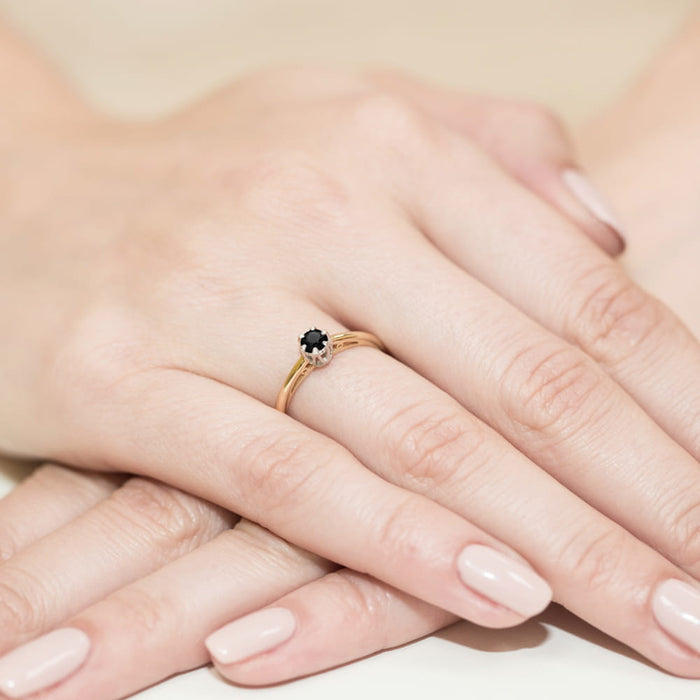 Inel Aur 14K W133 Diamant Negru 0.20ct