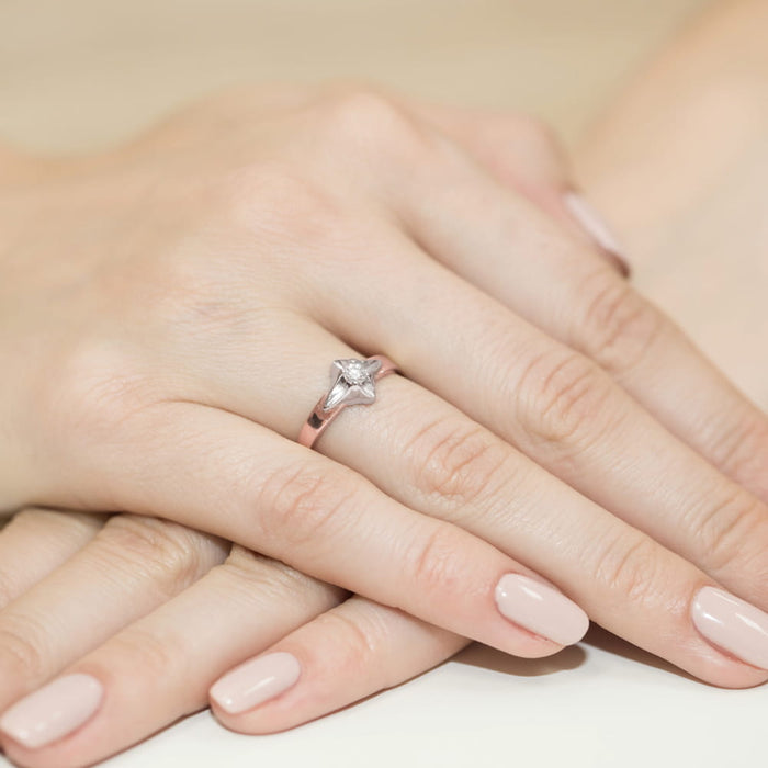 Inel Aur 14K cu Diamant Natural 0.12 ct