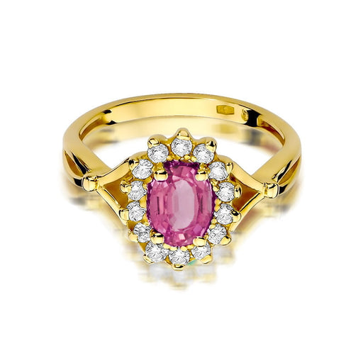 Inel Aur 14K cu Topaz Roz 0.50 ct si Diamante Naturale Naturale 0.28 ct