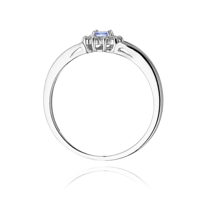 Inel Aur 14k cu Tanzanit 0.15 ct - Alb