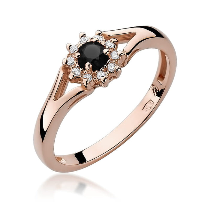 Inel Aur 14K W185 Diamant Negru 0.12ct
