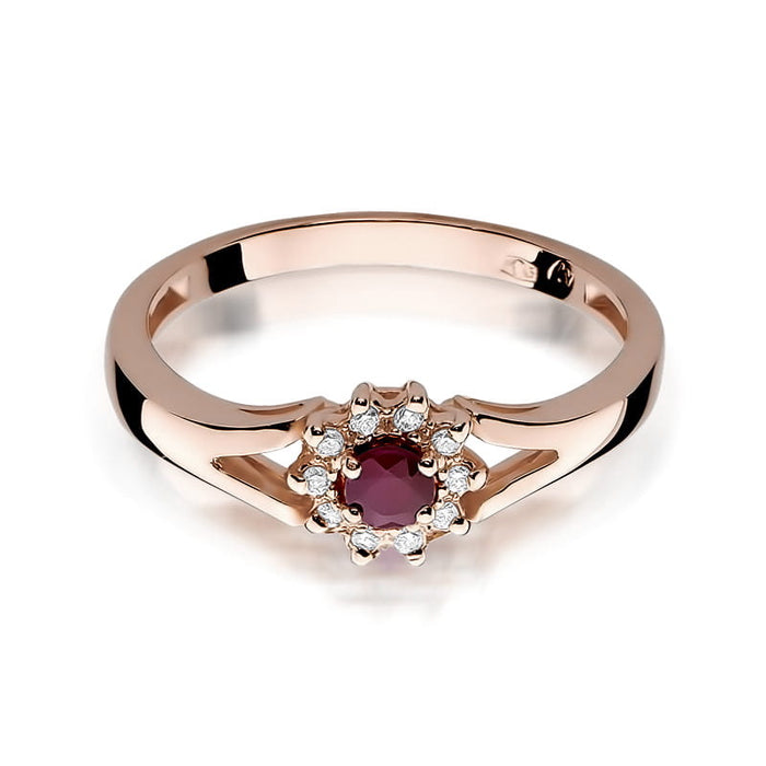 Inel Aur 14K cu Rubin 0.15 ct si Diamante Naturale 0.09 ct