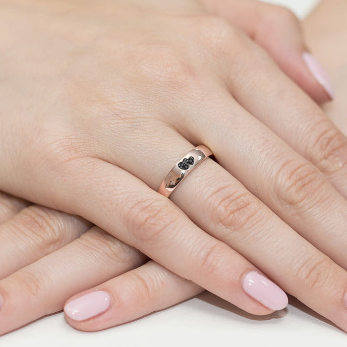 Inel Aur 14K cu Diamante Naturale Negre 0.02 ct