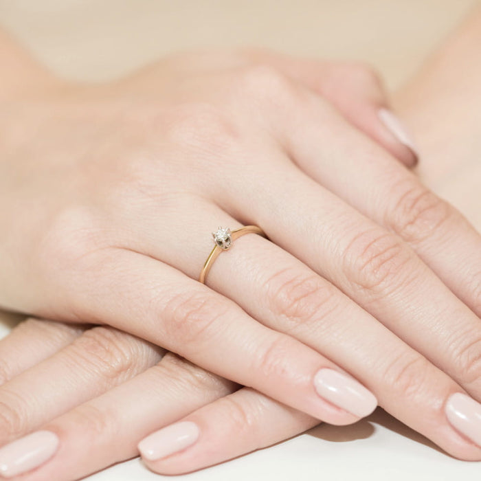 Inel Aur 14K cu Diamant Natural Natural 0.15 ct