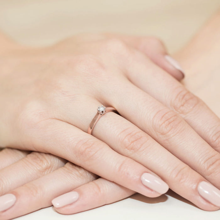 Inel Aur 14K cu Diamant Natural 0.08 ct