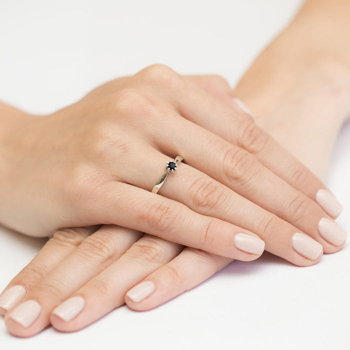 Inel Aur 14K W228 Diamant Negru 0.30ct