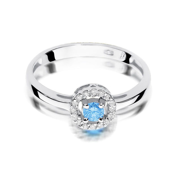 Inel Aur 14K cu Topaz 0.15 ct si Diamante 0.08 ct - Alb