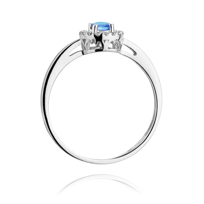 Inel Aur 14K cu Topaz 0.15 ct si Diamante 0.08 ct - Alb