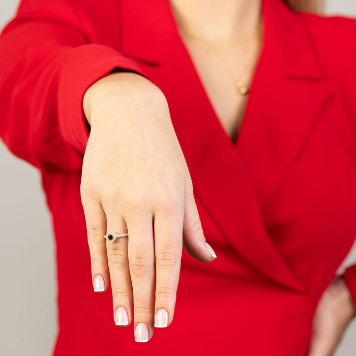 Inel Aur 14K W238 Diamant Negru 0.12ct