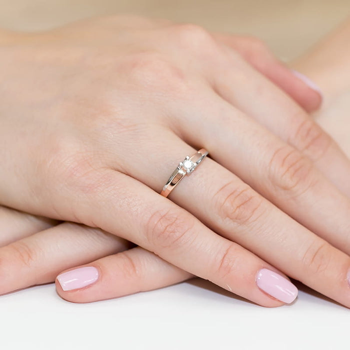 Inel Aur 14K cu Diamant Natural 0.12 ct