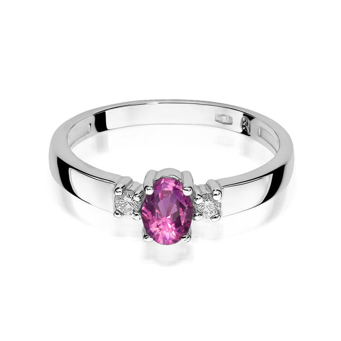 Inel Aur 14K cu Pink Sapphire 0.45 ct si Diamante Naturale 0.08 ct