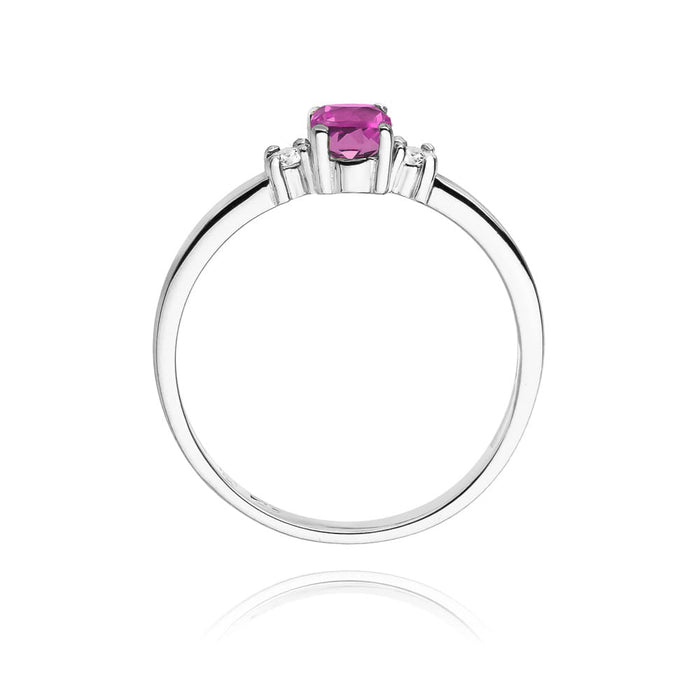 Inel Aur 14K cu Pink Sapphire 0.45 ct si Diamante Naturale 0.08 ct