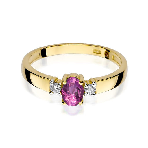 Inel Aur 14K cu Pink Sapphire 0.45 ct si Diamante Naturale 0.08 ct
