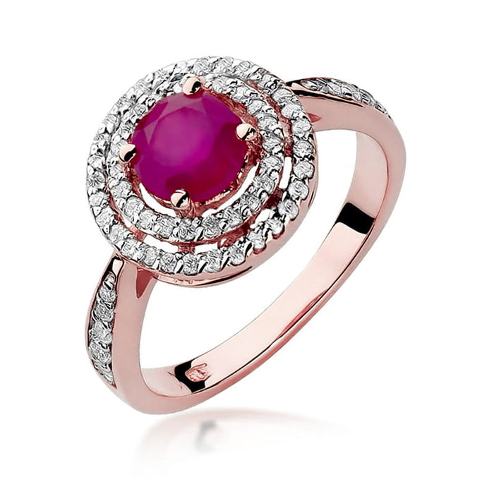 Inel Aur 14k cu Rubin 1.20 ct si Diamante Naturale 0.38 ct