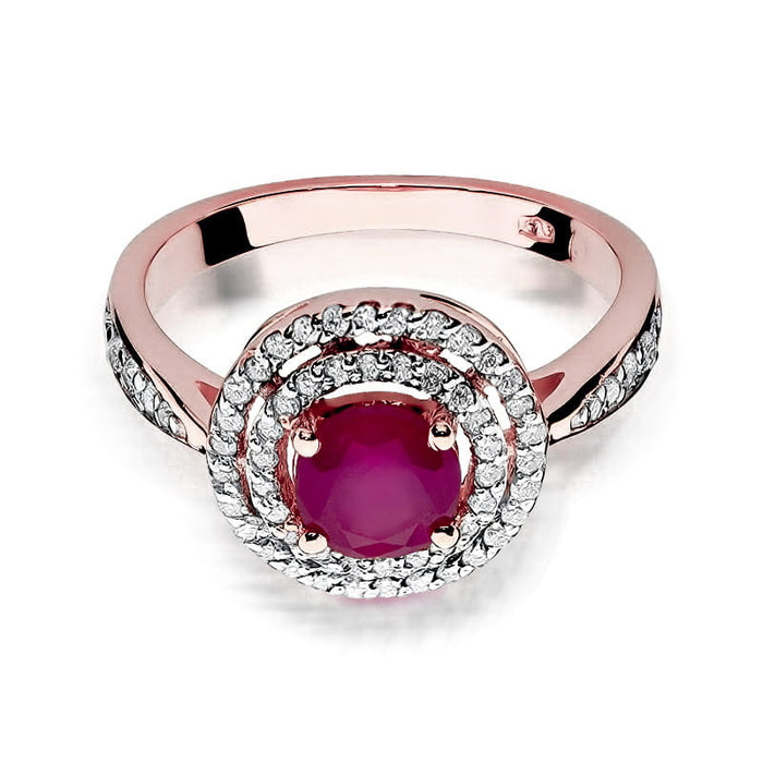 Inel Aur 14k cu Rubin 1.20 ct si Diamante Naturale 0.38 ct