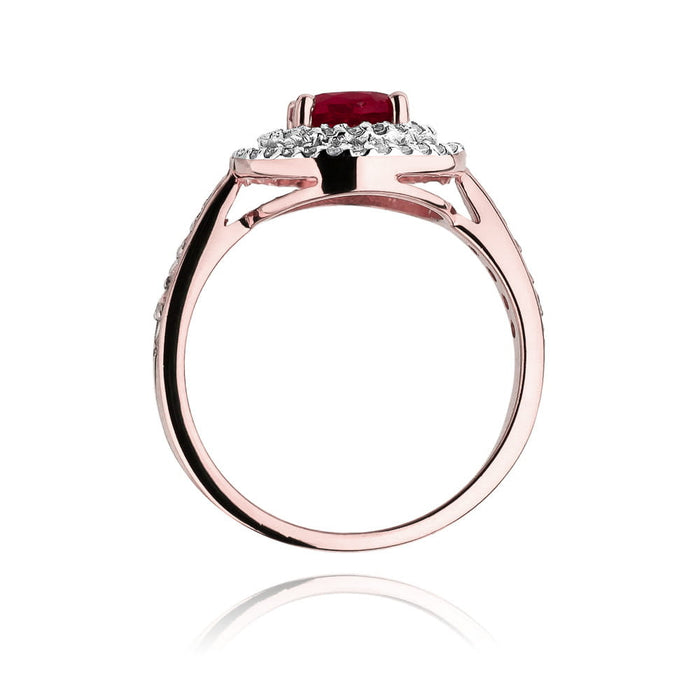 Inel Aur 14k cu Rubin 1.20 ct si Diamante Naturale 0.38 ct