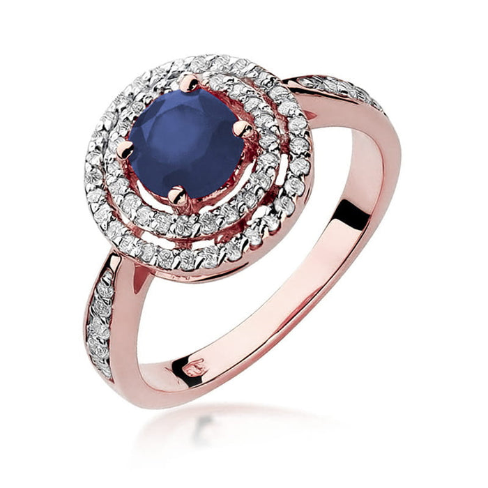 Inel Aur 14k cu Safir 1.00 ct si Diamante Naturale 0.38 ct