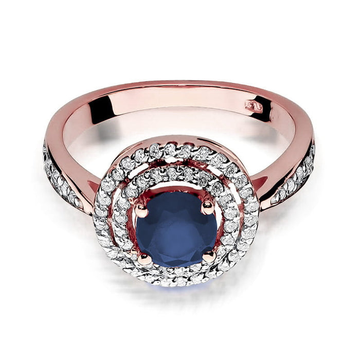 Inel Aur 14K cu Safir 1.00 ct si Diamante Naturale 0.37 ct