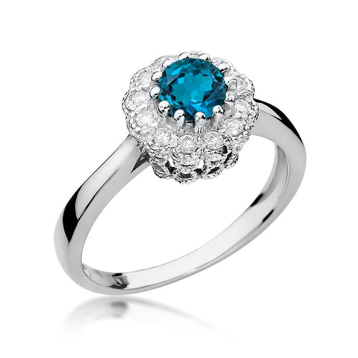 Inel Aur 14K W284 Topaz London Blue 0.50ct