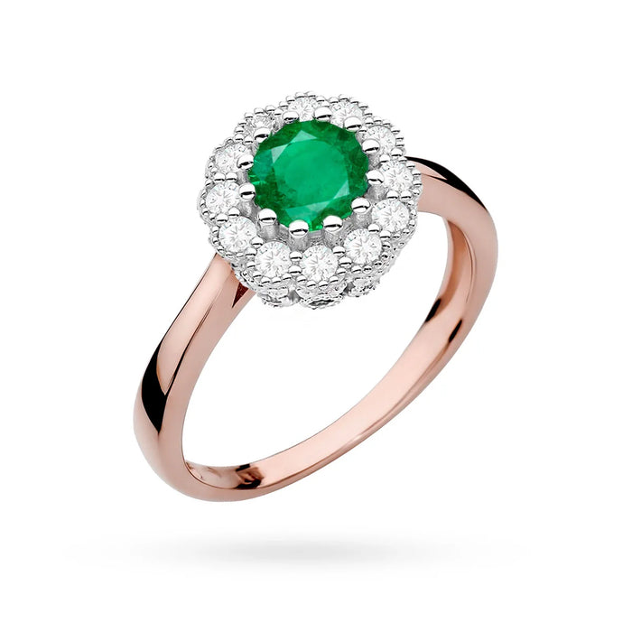 Inel Aur 14K cu Smarald 0.50 ct si Diamante Naturale 0.17 ct