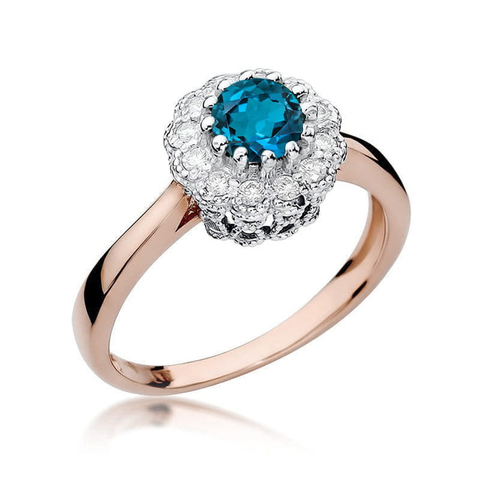 Inel Aur 14K W284 Topaz London Blue 0.50ct