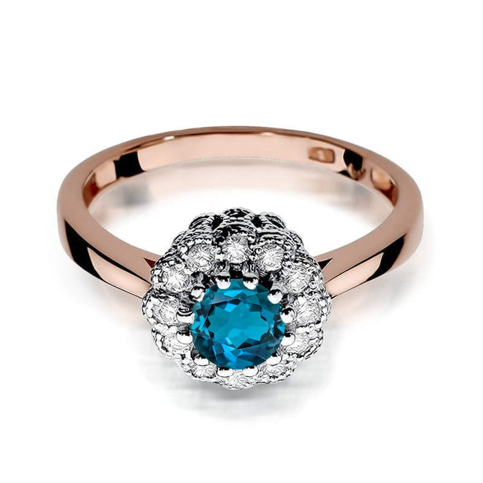 Inel Aur 14K W284 Topaz London Blue 0.50ct
