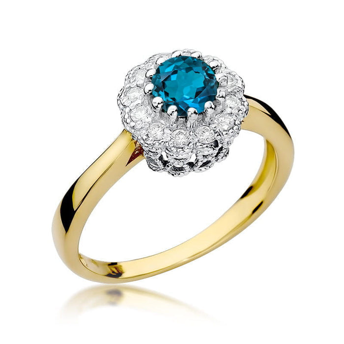 Inel Aur 14K W284 Topaz London Blue 0.50ct