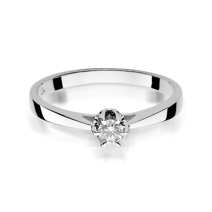 Inel Aur 14k cu Diamant 0.12 ct - Alb