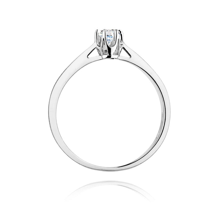 Inel Aur 14k cu Diamant 0.12 ct - Alb