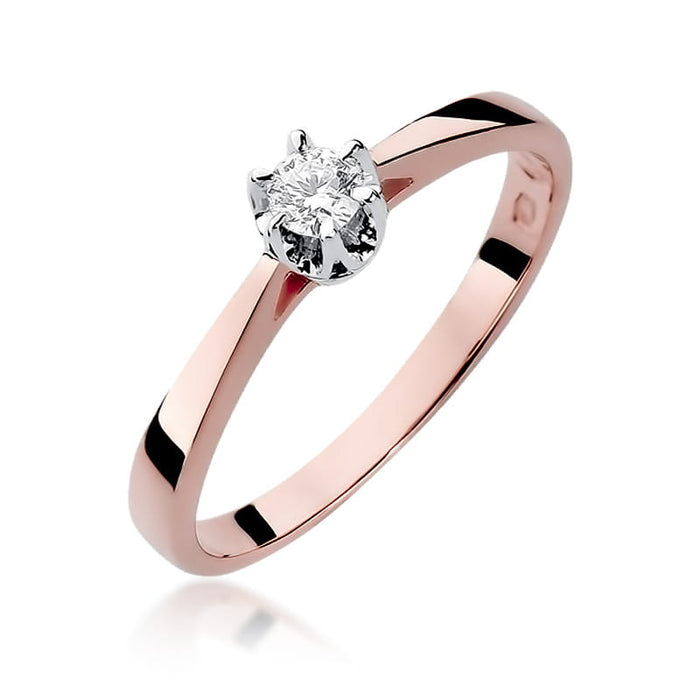 Inel Aur 14k cu Diamant 0.12 ct - Roz