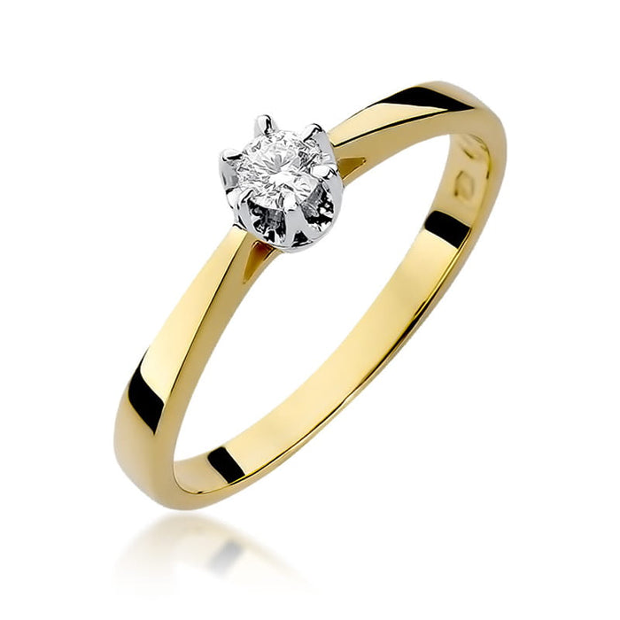 Inel Aur 14k cu Diamant 0.12 ct - Galben
