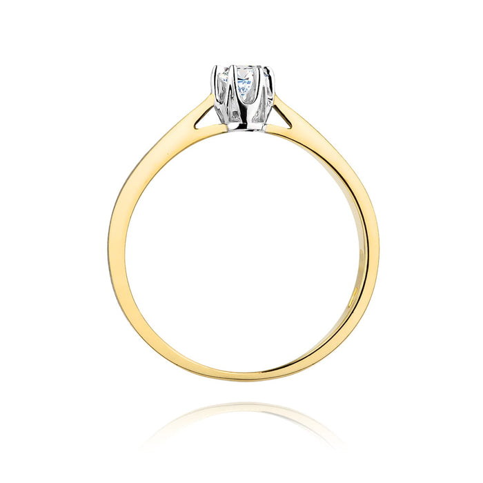 Inel Aur 14k cu Diamant 0.12 ct - Galben