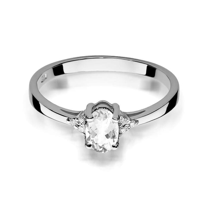 Inel Aur 14K cu White Sapphire 0.50 ct si Diamante Naturale 0.05 ct