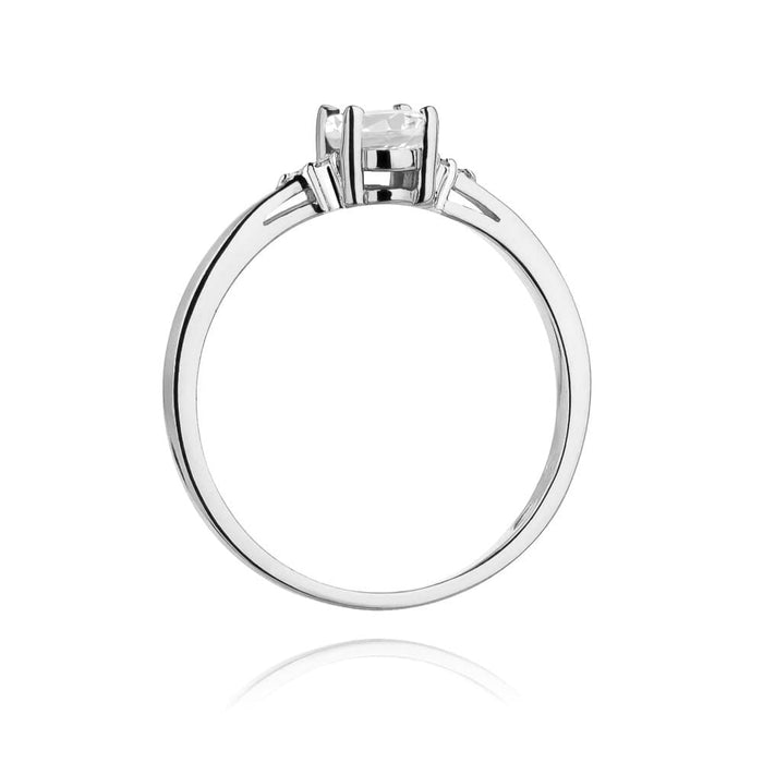 Inel Aur 14K cu White Sapphire 0.50 ct si Diamante Naturale 0.05 ct