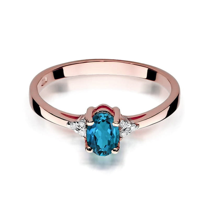 Inel Aur 14K W301 Topaz London Blue 0.50ct