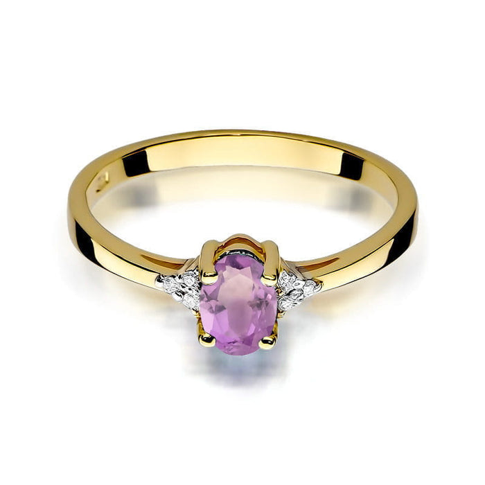 Inel Aur 14K W301 Ametist 0.40ct Diamante