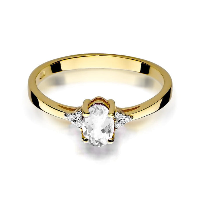 Inel Aur 14K cu White Sapphire 0.50 ct si Diamante Naturale 0.05 ct
