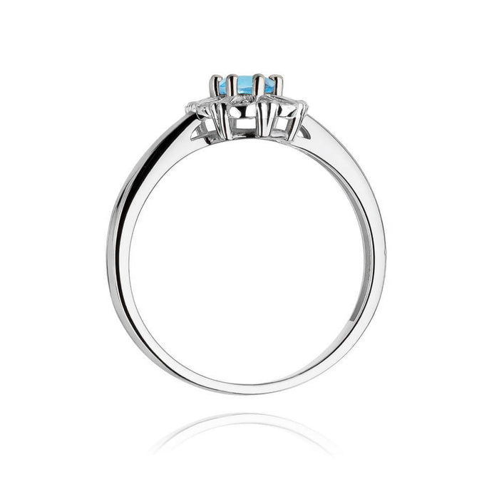 Inel Aur 14K cu Topaz Albastru 0.50 ct si Diamante Naturale Naturale 0.06 ct