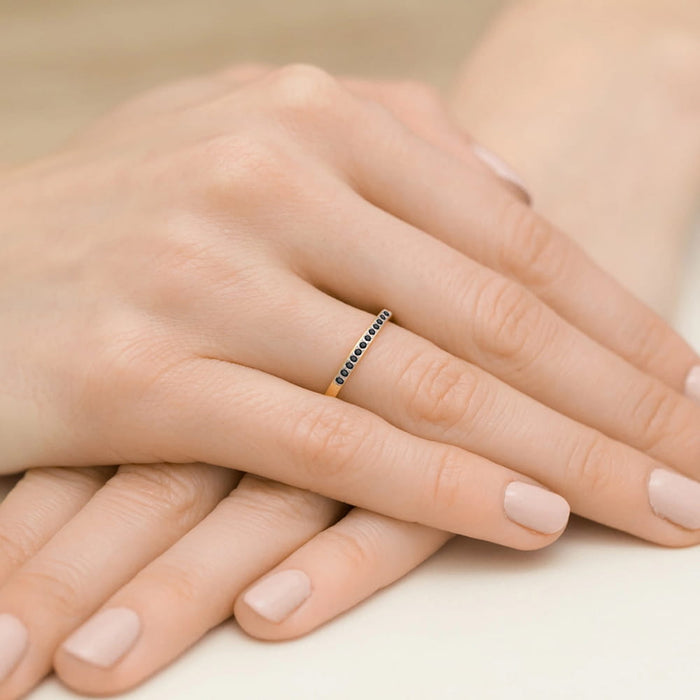 Inel Aur 14k cu Diamant Natural Negru 0.09 ct