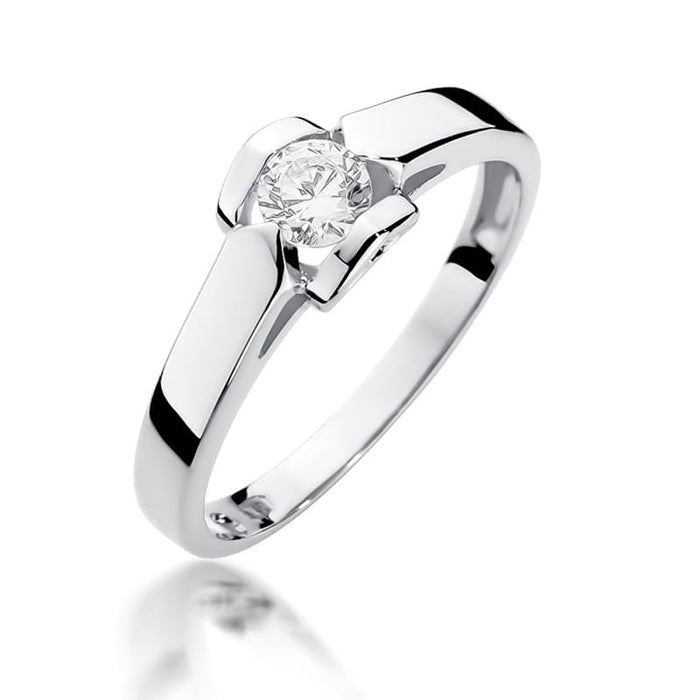 Inel Aur 14k cu Diamant 0.30 ct - Alb