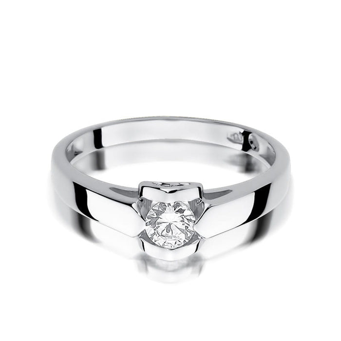Inel Aur 14k cu Diamant 0.30 ct - Alb