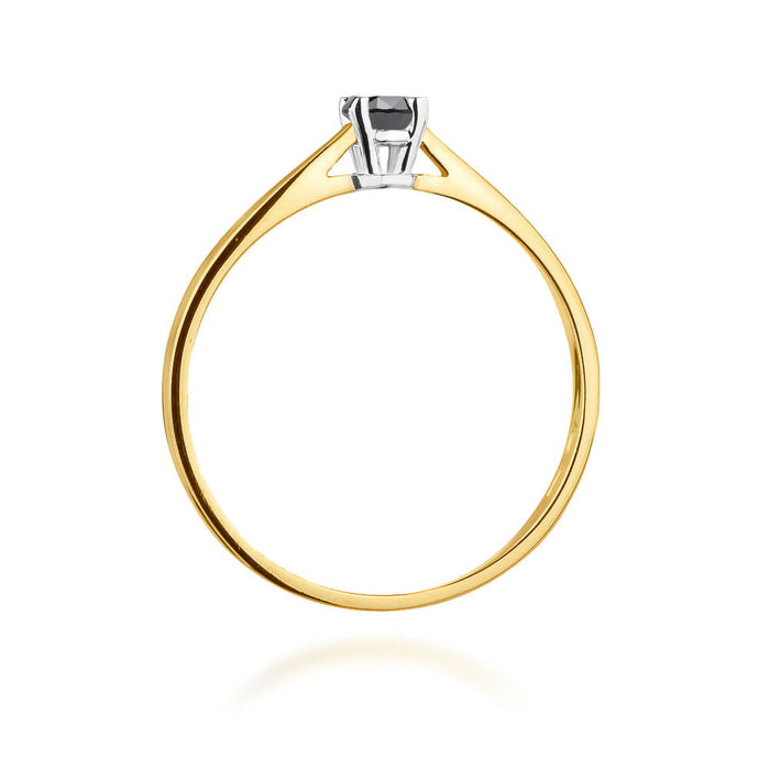 Inel Aur 14K cu Diamante Naturale Negre 0.20 ct