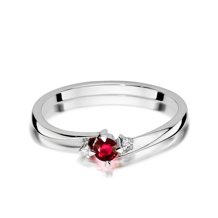 Inel Aur 14k cu Rubin 0.15 ct si Diamante Naturale Naturale 0.017 ct